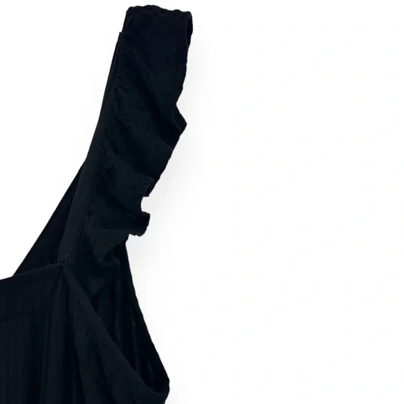 XiRENA Leyla Black Flutter Strap Cotton Gauze Lightweight Sleeveless Midi Dress